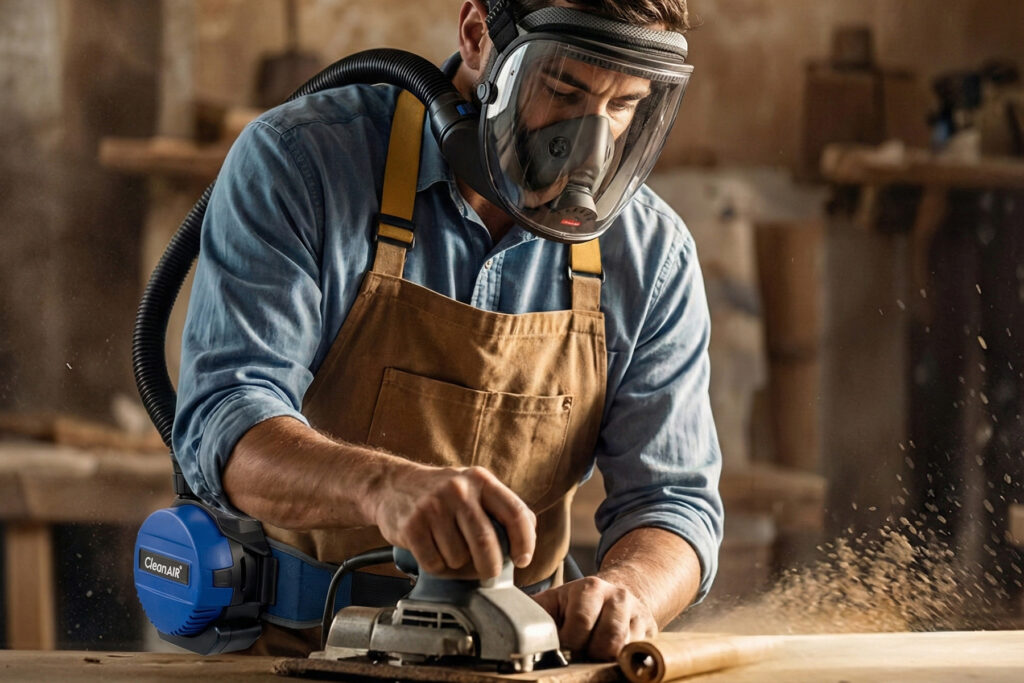 Gebläseatemschutz Ratgeber Holzstaub beim Schreiner mit CleanAir und ADESATOS