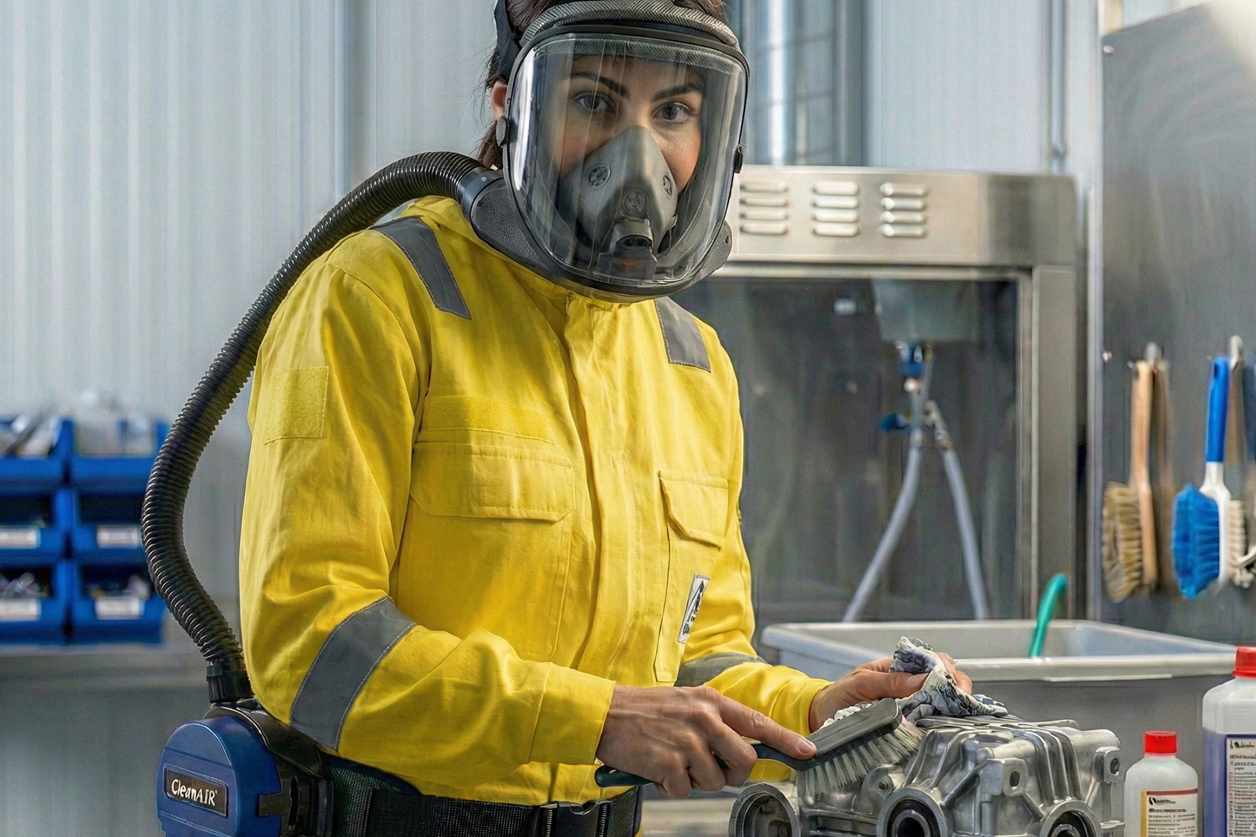 Teilereinigung & Entfetten mit Lösemitteln: Atemschutz und Gebläseatemschutz