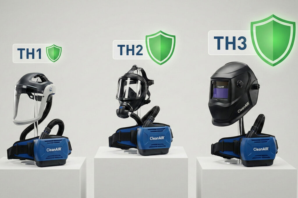 Gebläseatemschutz Vergleich TH Schutzklassen von CleanAir