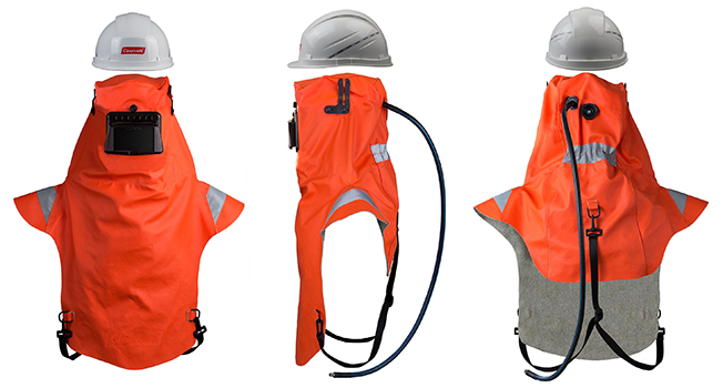 CleanAIR ARES II – Leder-Schweißhaube für Druckluft-Atemschutz